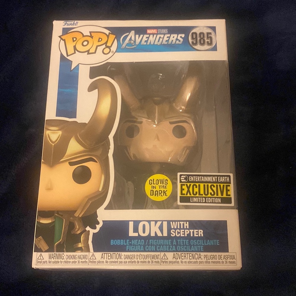Marvel MCU Disney Avengers Loki With Scepter #985 Glow In The Dark Funko Pop